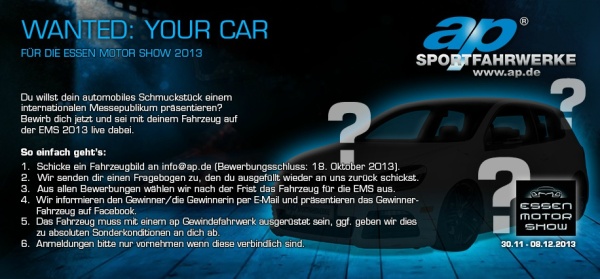 ap Sportfahrwerke sucht Showcar für die Essen Motor Show:  (Bild 1)